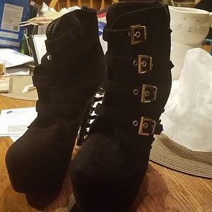 Skeleton heeled booties